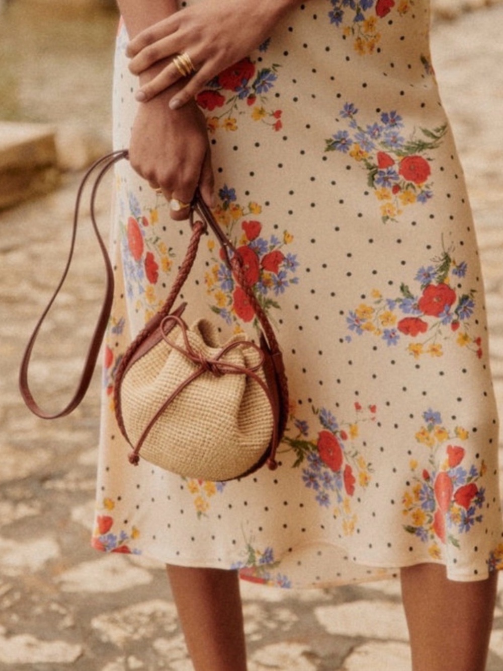 SÉZANE Mini Zelie Raffia
Bucket Bag